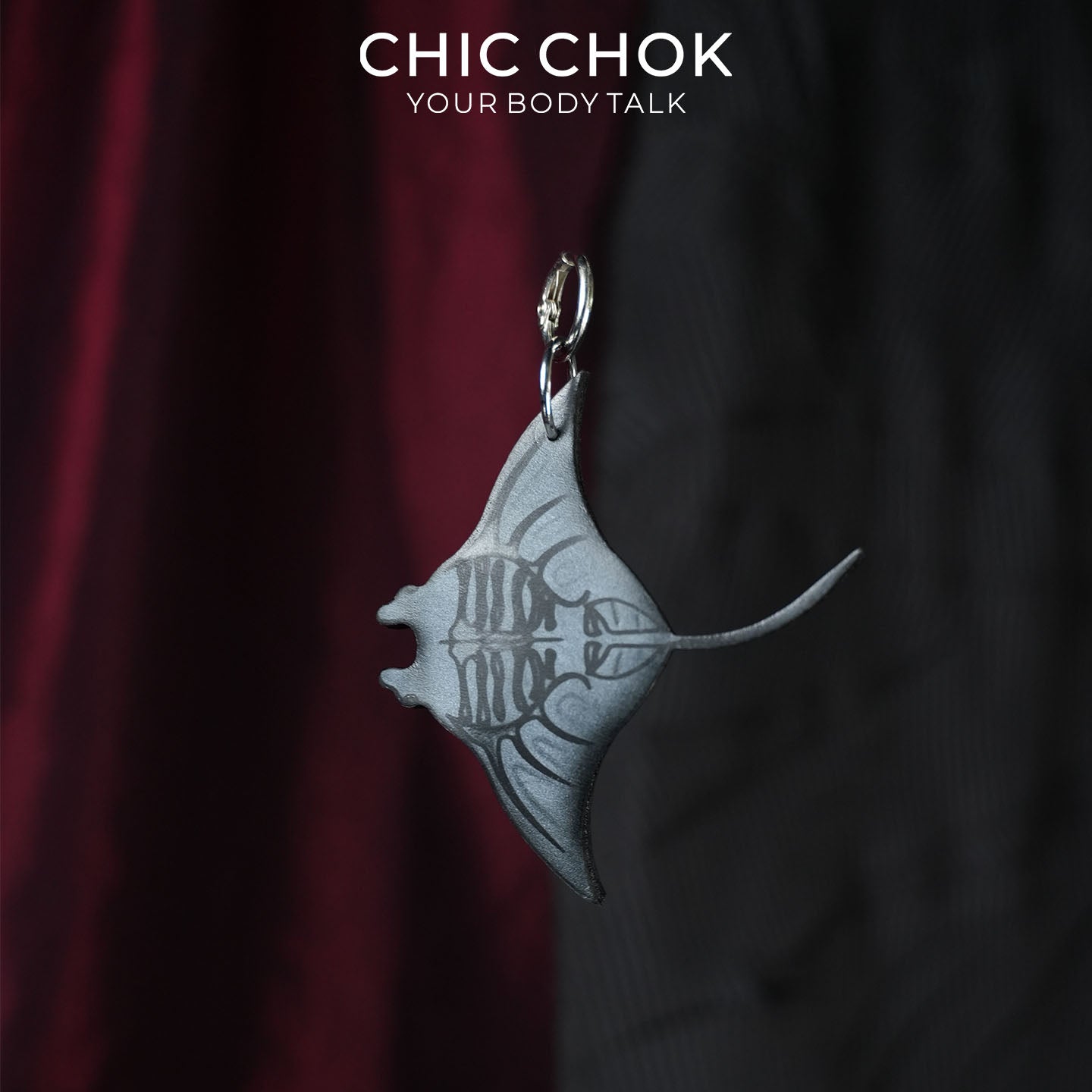 CHICCHOK Abyssal Eye Manta Genuine Leather Pendant | Gothic Glass Eye Keychain | Dark Surrealist Ocean Cyber Punk Bag Charm