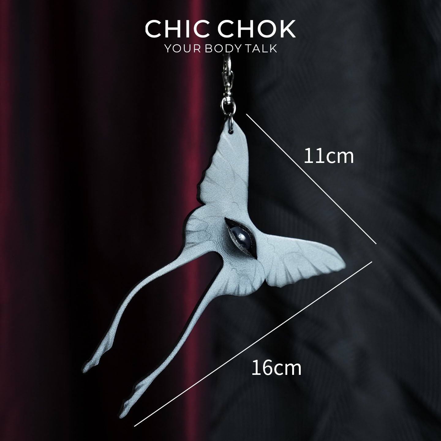 CHICCHOK Occult Psych-Butterfly Leather Pendant | Gothic Glass Eye Brooch Pin | Creepy Cute Taxidermy Cyber Punk Bag Charm