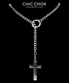 CHICCHOK Subversive Y-Lariat Chain Necklace | Gothic Stainless Steel Cuban Link Collar
