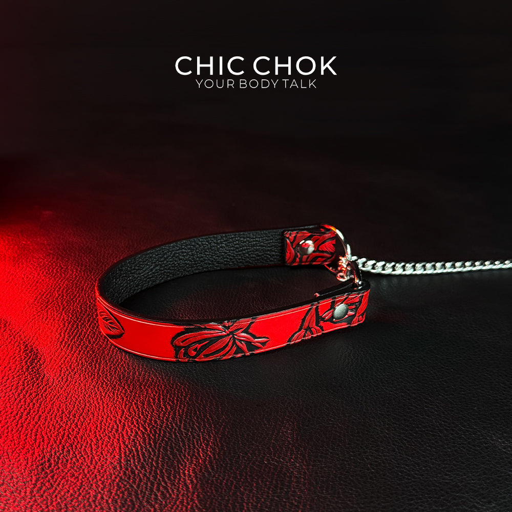 CHICCHOK [Breathless] Pulling Fashion and Fun Choker(Black and Red Pattern)