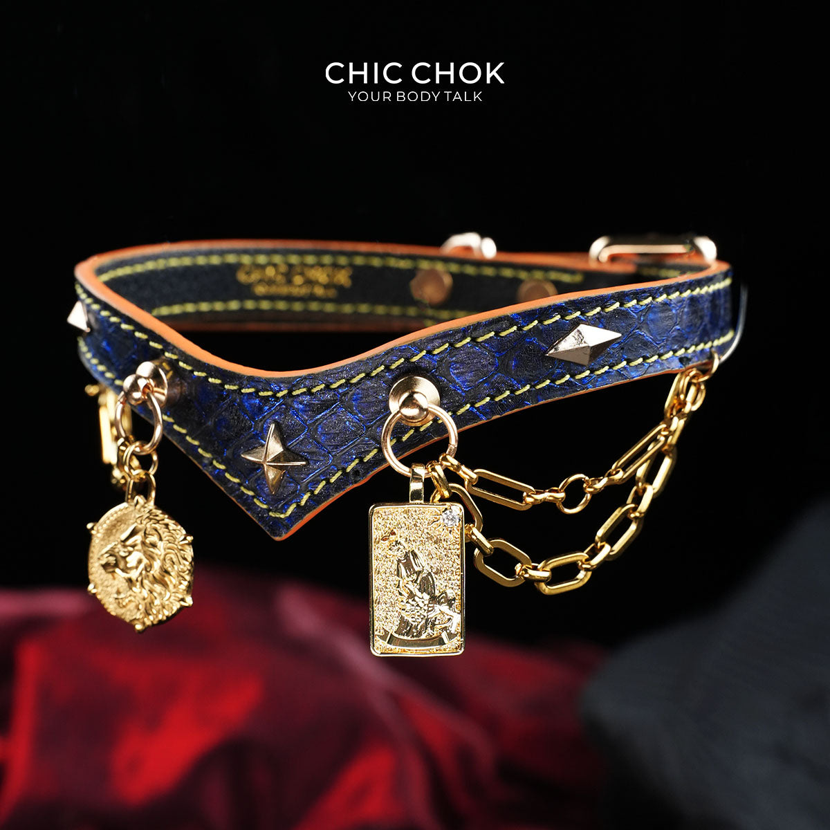 CHICCHOK Astral Sequence Zodiac Choker Collection | Custom Genuine Cowhide & Snakeskin Collar | 12 Astrology Tarot Heavy Metal Neckwear