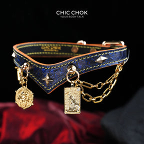 CHICCHOK Astral Sequence Zodiac Choker Collection | Custom Genuine Cowhide & Snakeskin Collar | 12 Astrology Tarot Heavy Metal Neckwear