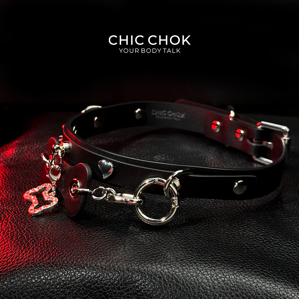 CHICCHOK [Puppy Love] Fashion Cute and Lovely Style, Shiny Bone Shape Pendant Daily Wear Leather Necklace Choker slipchaincollarwomen