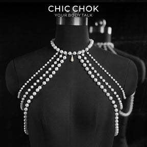 CHICCHOK ルミナスパール・ケープ | レイヤードショルダー・ボディチェーン | ゴシックパール・ハーネス