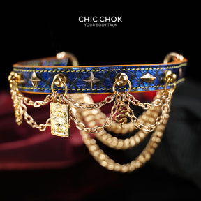CHICCHOK Lover's Whisper | Choker Tarot Ular Biru | Kalung Gothic Emas Berlapis