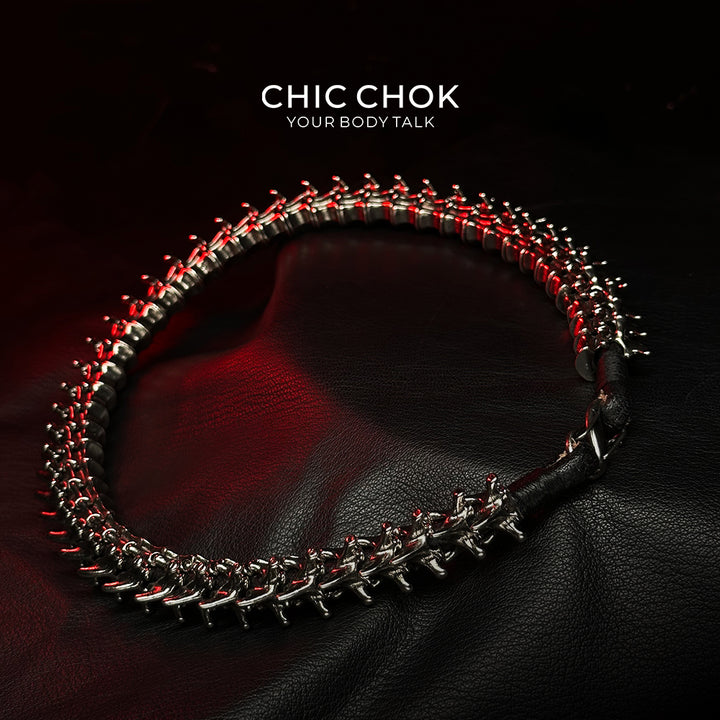 chicchok dragon theme collar, heavy metal, punk, wasteland style, handmade, muscle