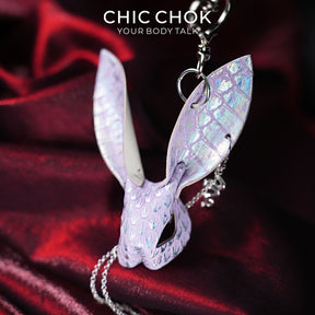 CHICCHOK Violet Phantom Rabbit | Holographic Snake Leather Charm | Pastel Goth Bunny Pendant