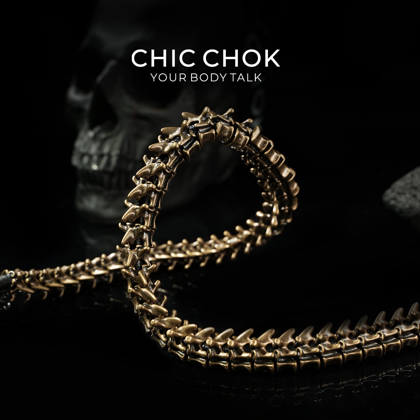 [CHICCHOK] Dragon Themed Choker - Bone Charm Elegance, A Fusion of Strength and Softness in a Choker Design Highlights(Bronze)