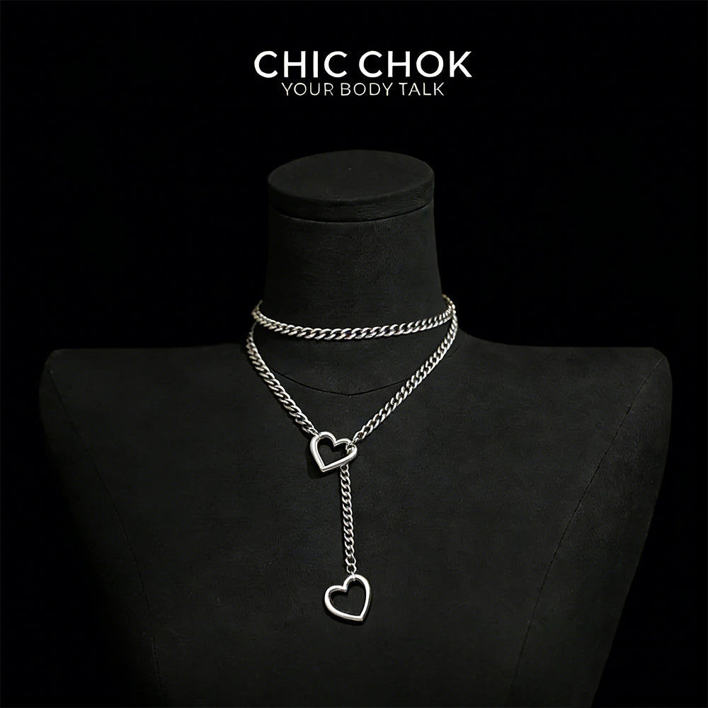 CHICCHOK [MeowChain] Heart O-ring Cuban chain necklace