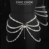 CHICCHOK Parisian Nocturne | Layered Pearl Waist Chain | Vintage Gothic Belly Harness