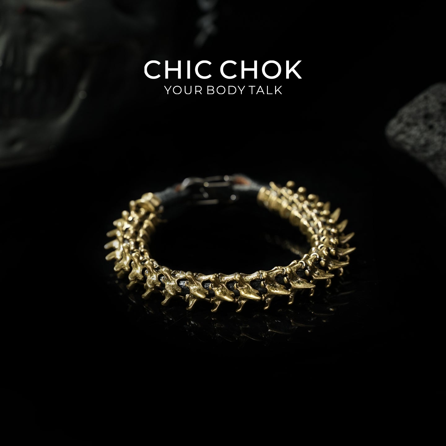 [CHICCHOK] Dragon Themed Bracelet – Stylish Bone Design, A Fusion of Steel and Leather