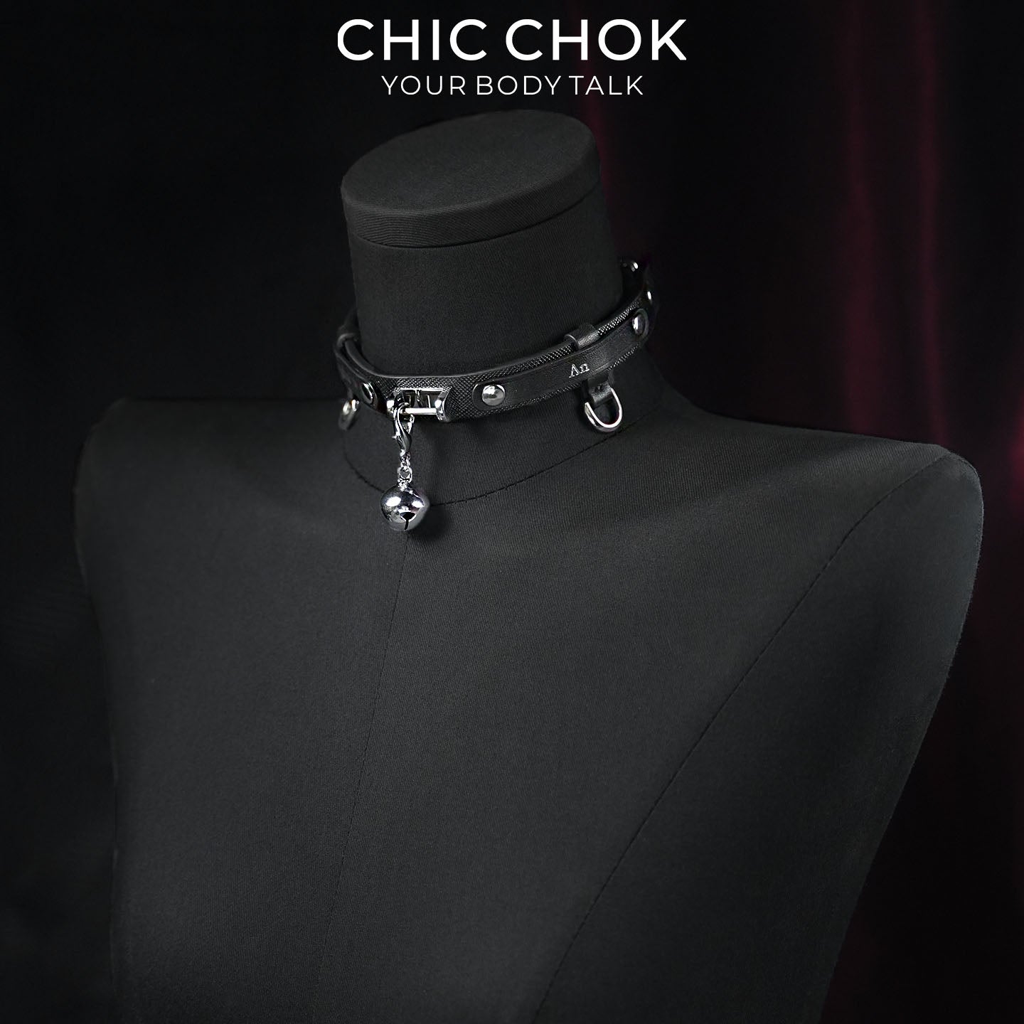 CHICCHOK Cold Silver Bell | Top-Grain Genuine Leather Bell Collar | Minimalist Dark Goth Choker