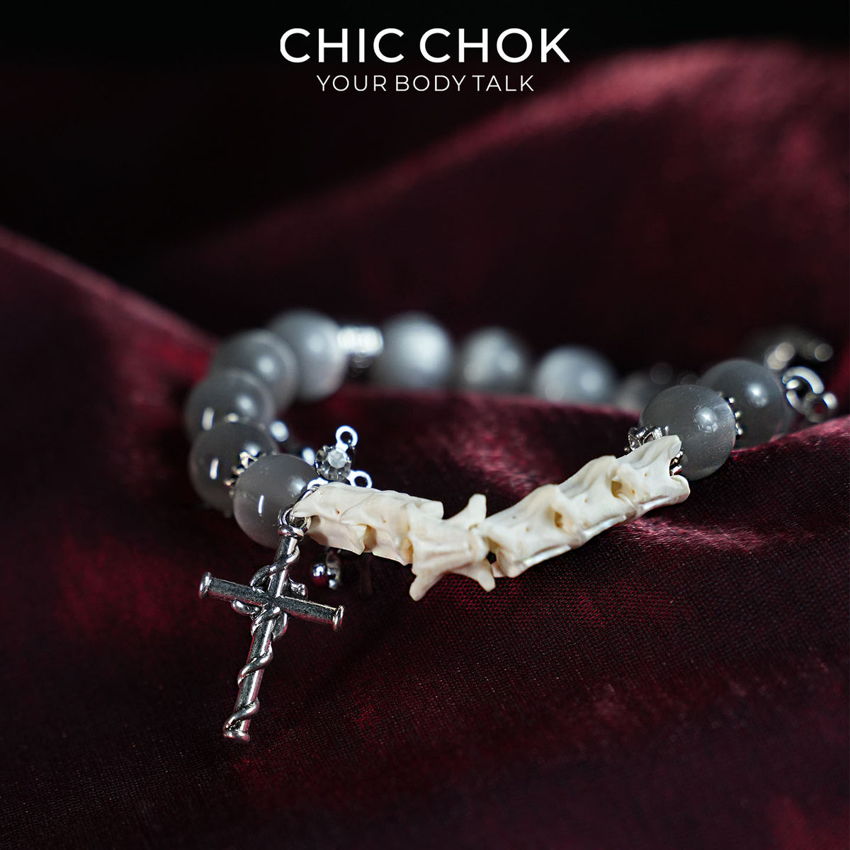 CHICCHOK Dragon Bone Star Vow Bracelet | Genuine Snake Vertebrae Opal Jewelry | Gothic Dragon Whimsical Charm