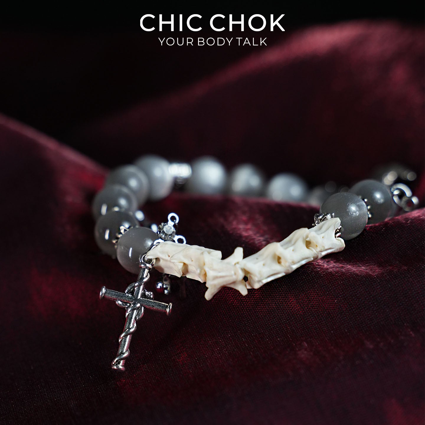 CHICCHOK Dragon Bone Star Vow Bracelet | Genuine Snake Vertebrae Opal Jewelry | Gothic Dragon Whimsical Charm