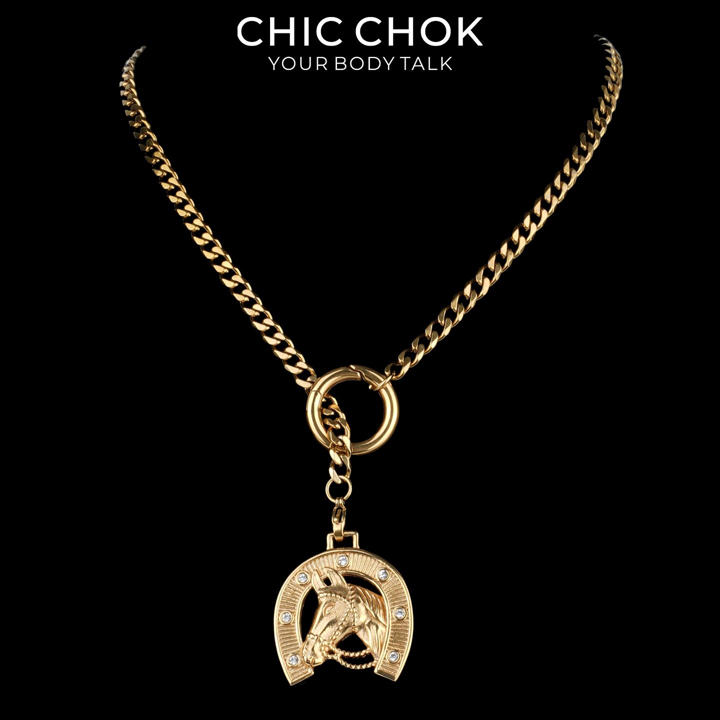 Kalung Y-Lariat Bintang Emas CHICCHOK | Rantai Kuba Baja Tahan Karat Berlapis Emas 18K | Perhiasan Coquette Liontin Hati Emas Hancur Bertekstur Antik