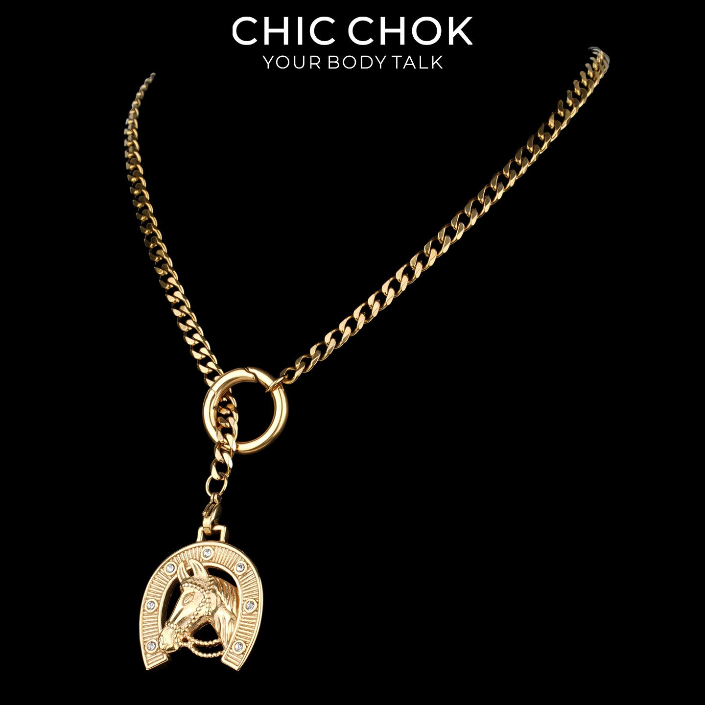 Kalung Y-Lariat Bintang Emas CHICCHOK | Rantai Kuba Baja Tahan Karat Berlapis Emas 18K | Perhiasan Coquette Liontin Hati Emas Hancur Bertekstur Antik