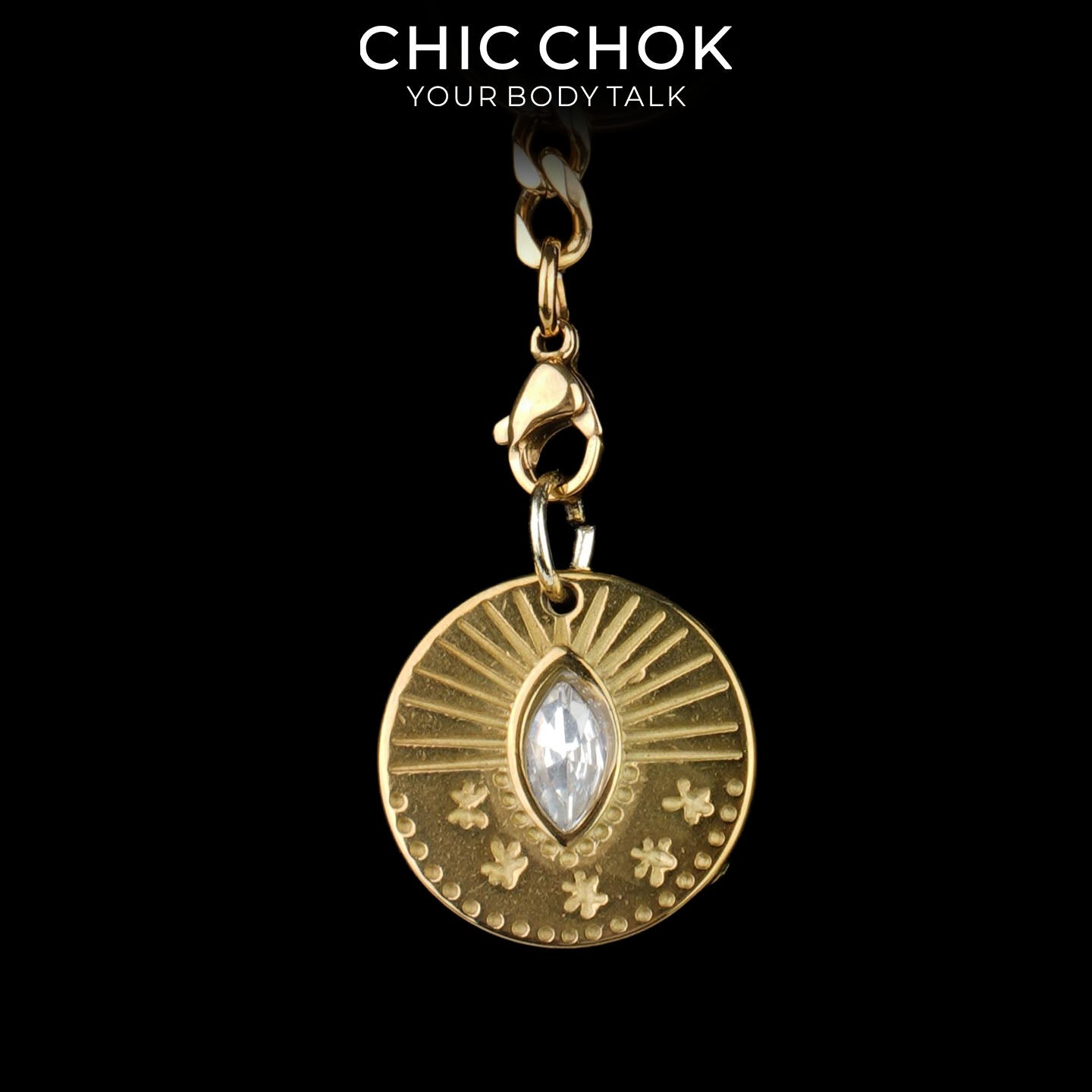 Kalung Y-Lariat Bintang Emas CHICCHOK | Rantai Kuba Baja Tahan Karat Berlapis Emas 18K | Perhiasan Coquette Liontin Hati Emas Hancur Bertekstur Antik