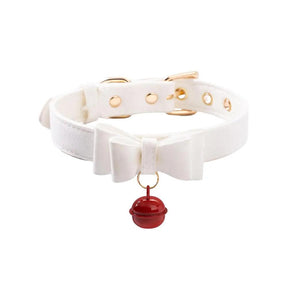 CHICCHOK [Miss Belle] Gaya Fashion Imut dan Manis, Pita dengan Lonceng untuk Pemakaian Harian, Kalung Kulit Choker slipchaincollarwomen, Kalung Liontin Pita