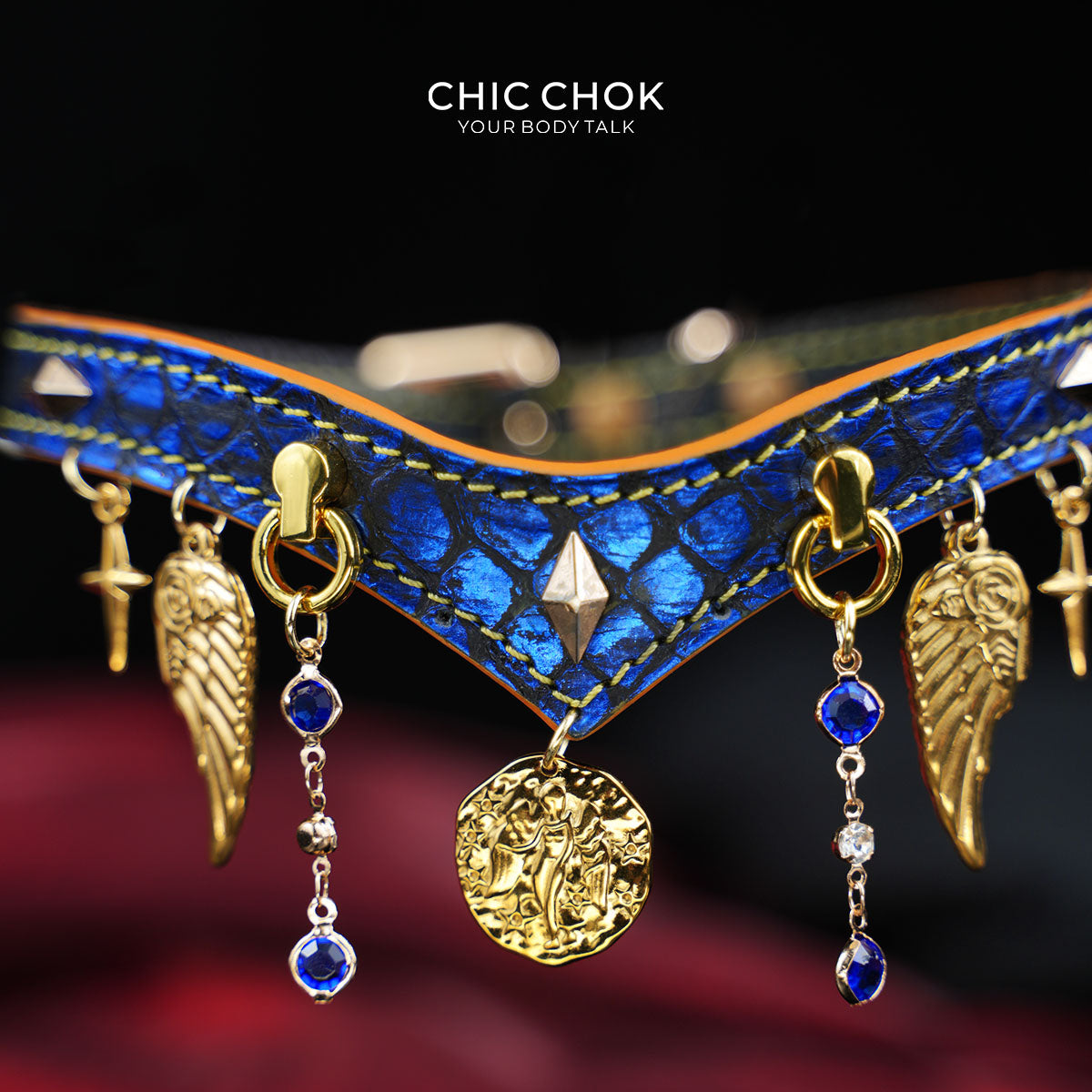 CHICCHOK Astral Sequence Zodiac Choker Collection | Custom Genuine Cowhide & Snakeskin Collar | 12 Astrology Tarot Heavy Metal Neckwear