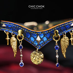 CHICCHOK Astral Sequence Zodiac Choker Collection | Custom Genuine Cowhide & Snakeskin Collar | 12 Astrology Tarot Heavy Metal Neckwear