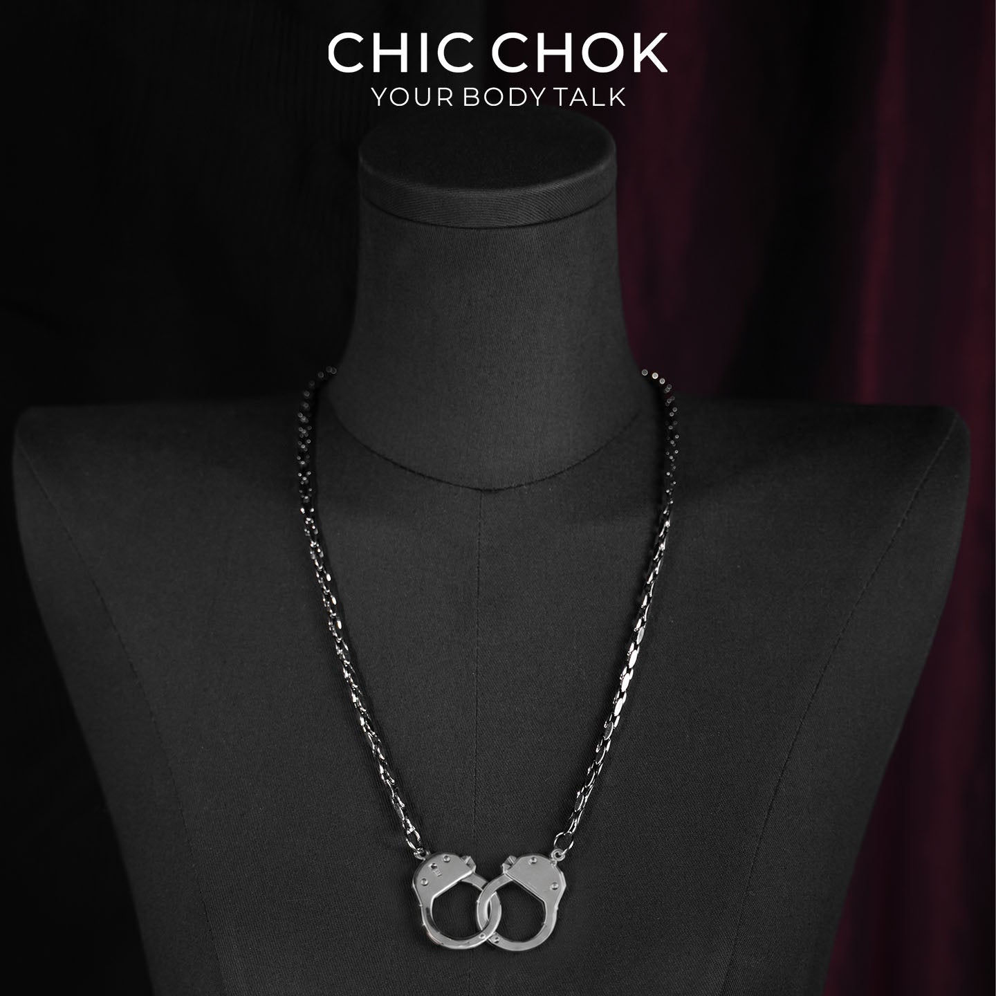 CHICCHOK Unbound Dual Rings Handcuff Necklace | Detachable Stainless Steel Double Layer Choker | Subversive Y2K Industrial Punk Multi-Wear Y-Lariat Chain Jewelry for Sensitive Skin