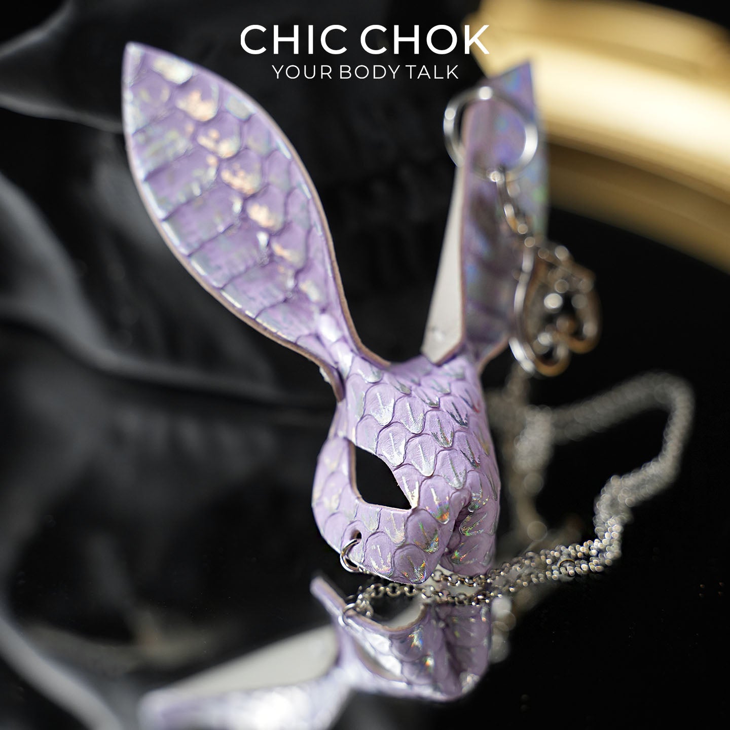 CHICCHOK Violet Phantom Rabbit | Holographic Snake Leather Charm | Pastel Goth Bunny Pendant