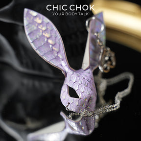 CHICCHOK Violet Phantom Rabbit | Holographic Snake Leather Charm | Pastel Goth Bunny Pendant