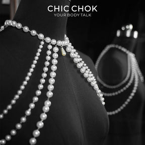 CHICCHOK ルミナスパール・ケープ | レイヤードショルダー・ボディチェーン | ゴシックパール・ハーネス