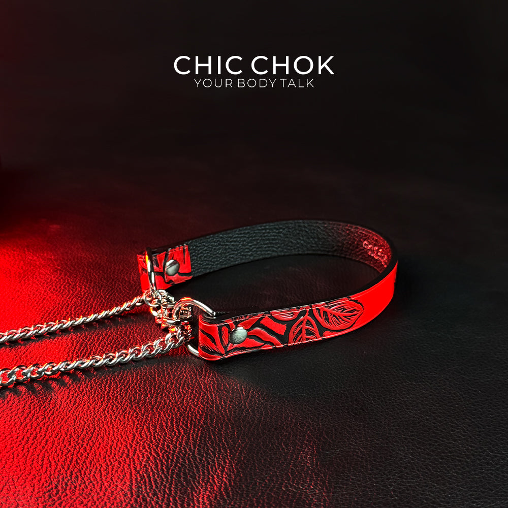 CHICCHOK [Breathless] Pulling Fashion and Fun Choker(Black and Red Pattern)