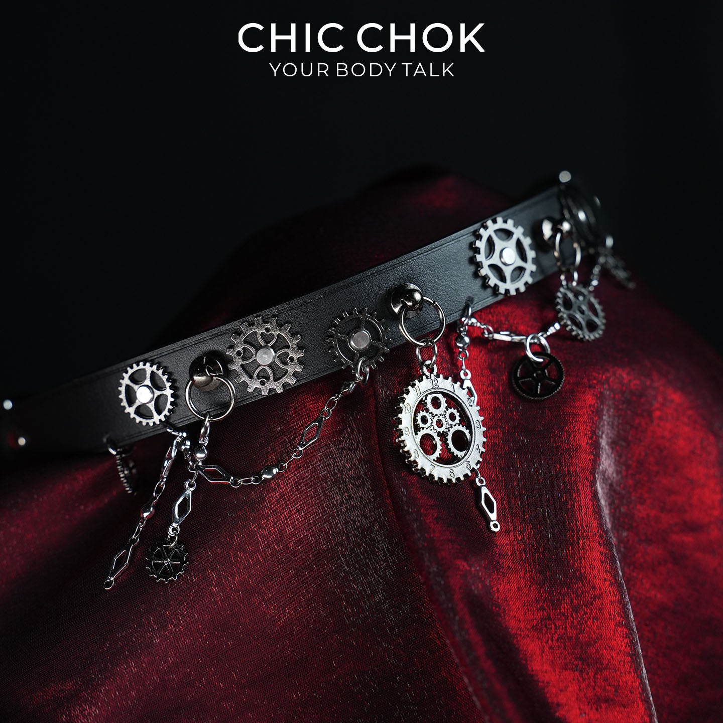 CHICCHOK Gear Prologue Genuine Leather Choker | Steampunk Industrial Gear Collar | Heavy Cyberpunk Multilayer Chain Subversive Body Armor