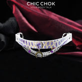CHICCHOK Tidal Suffocation Genuine Leather Choker | Gothic Purple Zircon Crescent Moon Collar | Luxury Witchcore Cyberpunk Body Armor