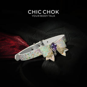 CHIC CHOK: Tranquil Abundance Pearly Iridescent Shell Textured Bow Necklace