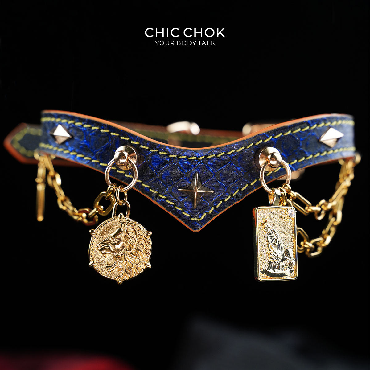 CHICCHOK Astral Sequence Zodiac Choker Collection | Custom Genuine Cowhide & Snakeskin Collar | 12 Astrology Tarot Heavy Metal Neckwear