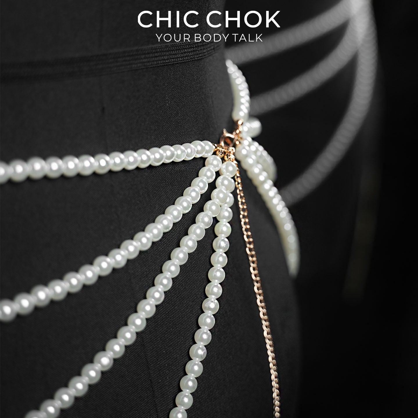 CHICCHOK Parisian Nocturne | Rantai Pinggang Mutiara Berlapis | Harness Perut Gothic Vintage