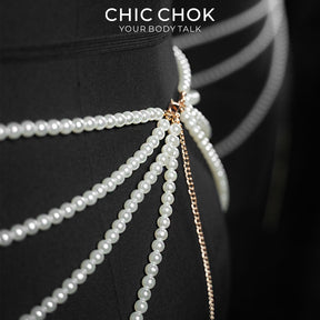 CHICCHOK Parisian Nocturne | Layered Pearl Waist Chain | Vintage Gothic Belly Harness