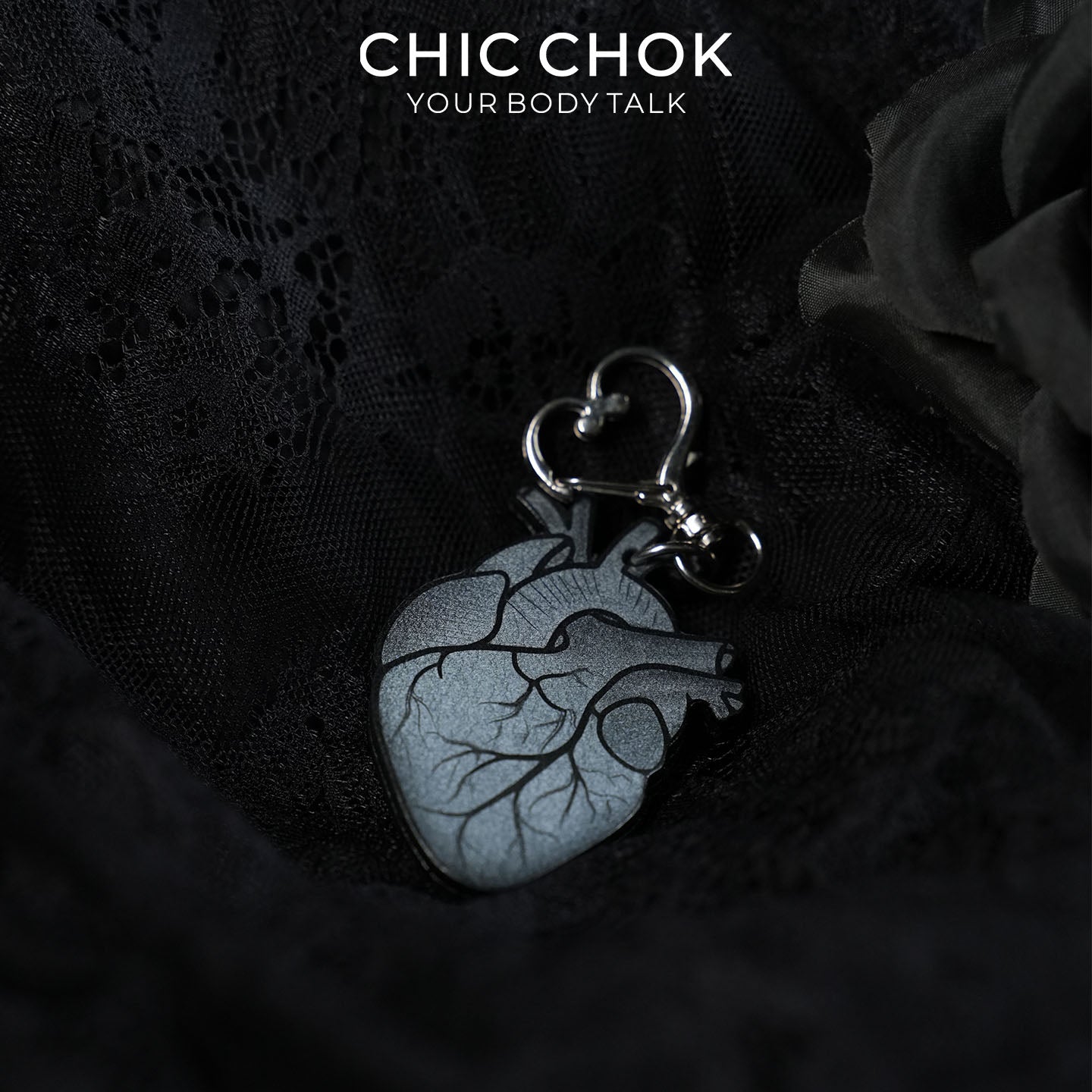 CHICCHOK Eye of the Heart Genuine Leather Necklace | Gothic Anatomical Heart Pendant | Surrealist Glass Eye Cyber Goth Jewelry