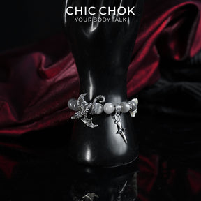 CHICCHOK Dragon Bone Star Vow Bracelet | Genuine Snake Vertebrae Opal Jewelry | Gothic Dragon Whimsical Charm