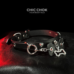 CHICCHOK [Puppy Love] Fashion Cute and Lovely Style, Shiny Bone Shape Pendant Daily Wear Leather Necklace Choker slipchaincollarwomen