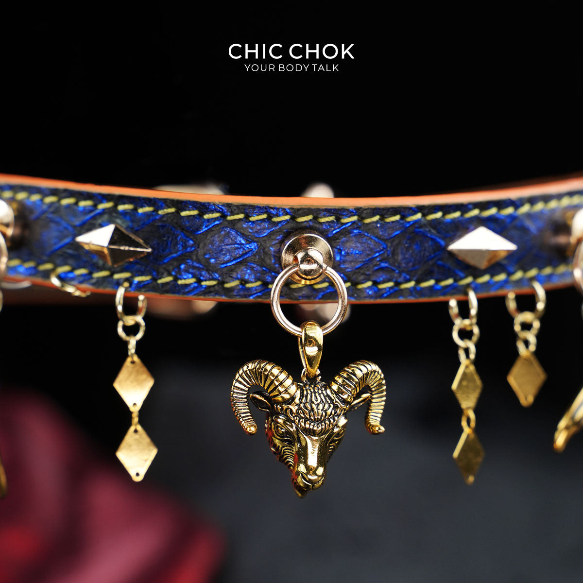 CHICCHOK Astral Sequence Zodiac Choker Collection | Custom Genuine Cowhide & Snakeskin Collar | 12 Astrology Tarot Heavy Metal Neckwear