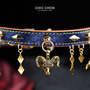 CHICCHOK Astral Sequence Zodiac Choker Collection | Custom Genuine Cowhide & Snakeskin Collar | 12 Astrology Tarot Heavy Metal Neckwear