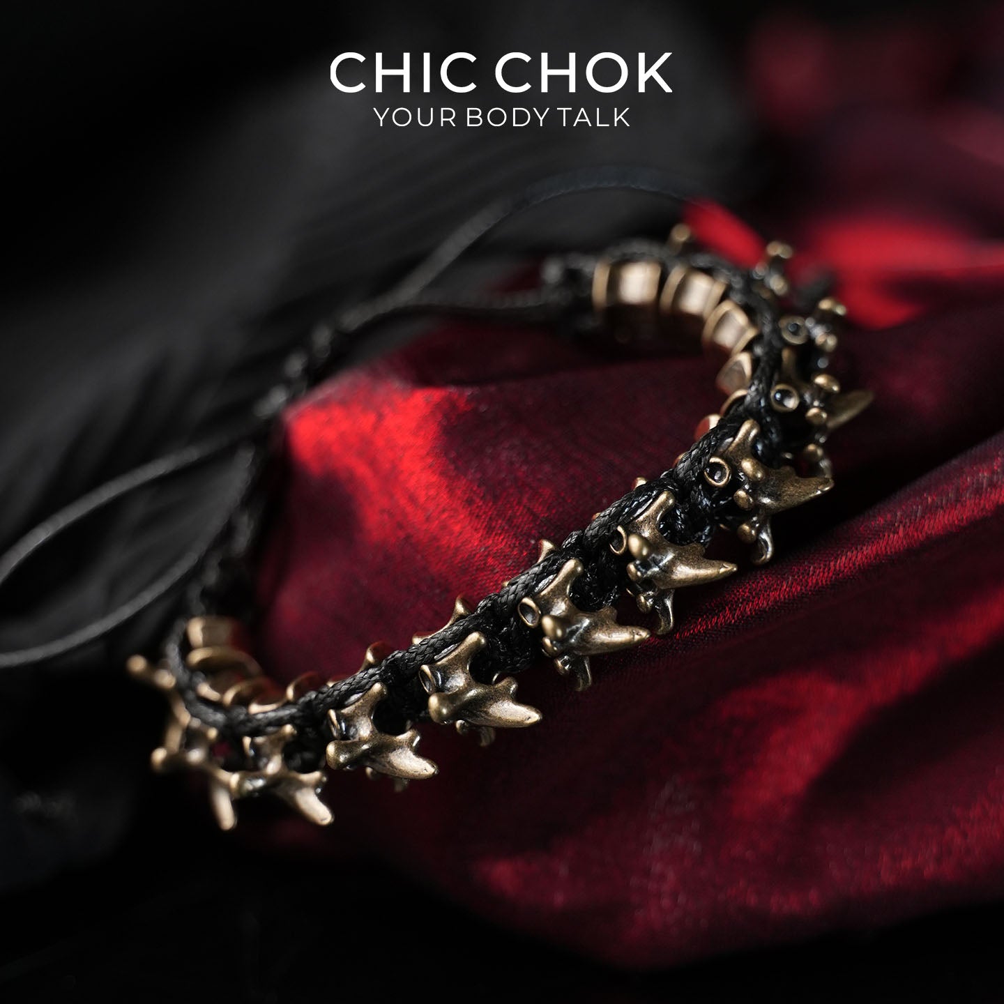 CHICCHOK Inverse Bone Restraint | Spine Bone Braided Bracelet | Gothic Bionic Wristband