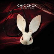 CHICCHOK Minimalist Bunny | Genuine White Pony Hair Necklace | Leather Bag Charm