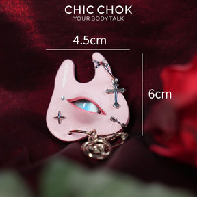 Colgante CHICCHOK Crucifix Molar de cuero genuino | Llavero Pastel Goth de diente anatómico | Accesorio cyber punk Creepy Cute con ojo de vidrio