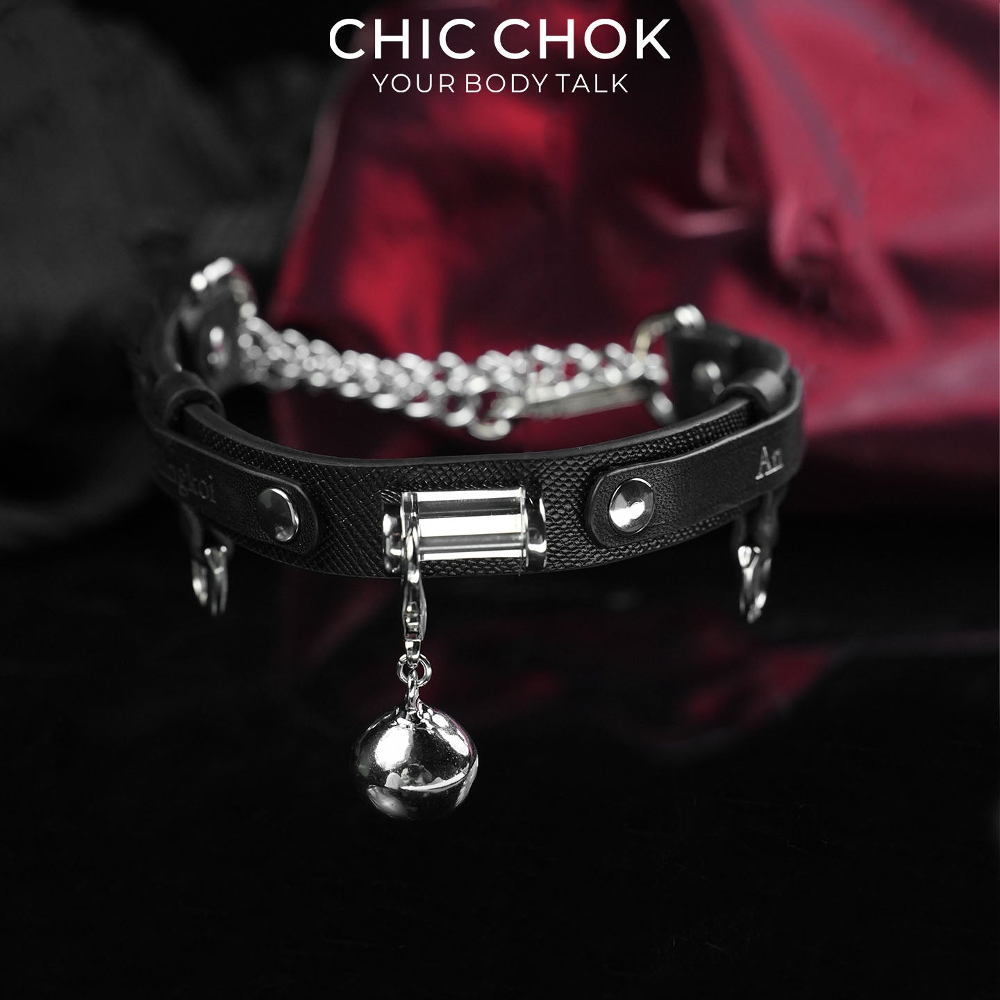 CHICCHOK Cold Silver Bell | Top-Grain Genuine Leather Bell Collar | Minimalist Dark Goth Choker