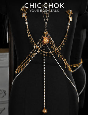 CHICCHOK Oracle's Kiss Gothic Cross Body Chain | Gold Plated Chest Harness | Luxury Zircon Subversive Caviar Jewelry
