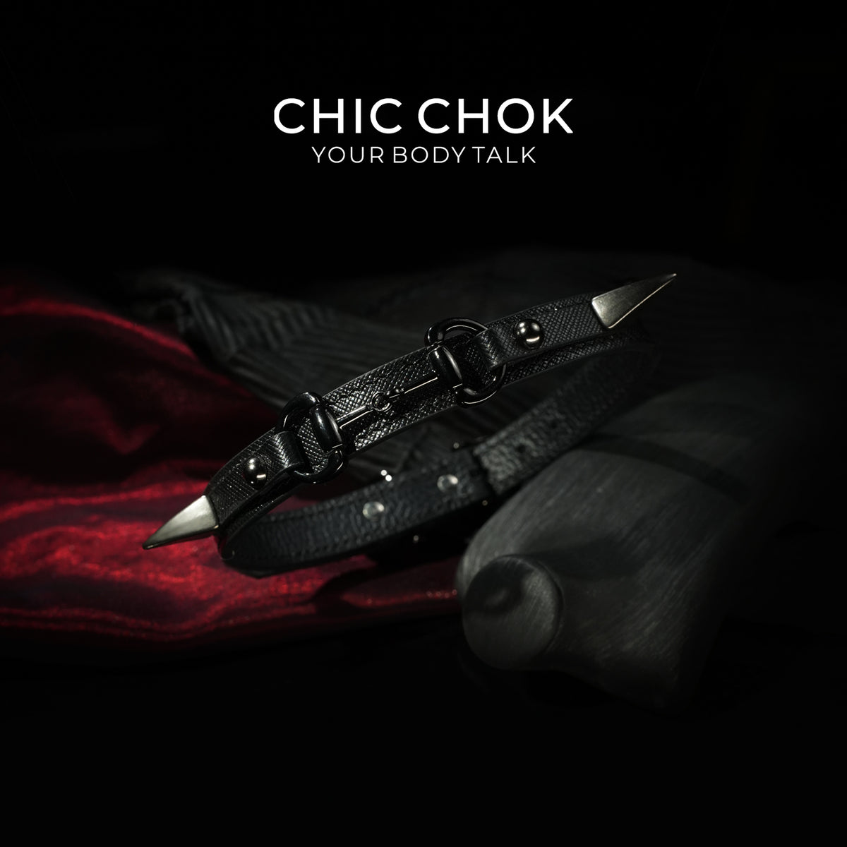 CHIC CHOK Spiked Ring Hardware Vegan Leather Choker – Edgy Goth Punk Industrial Statement Accessory