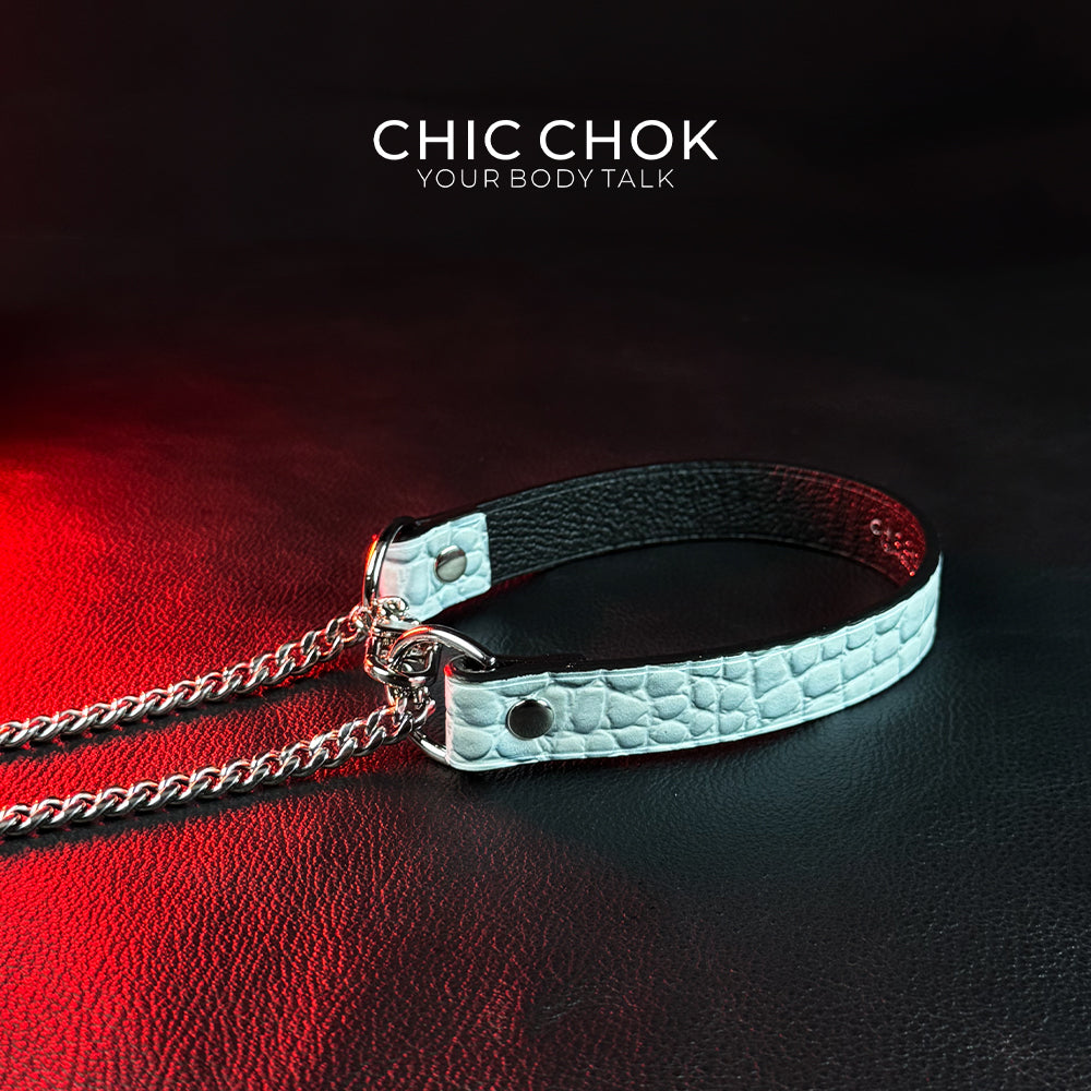 CHICCHOK [Breathless] Pulling Fashion and Fun Choker(Ice Blue Crocodile Texture)