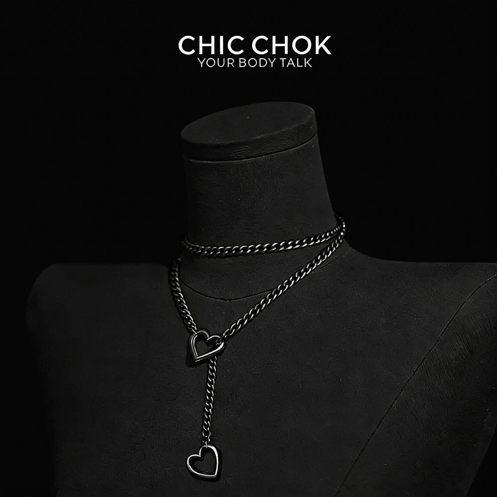 CHICCHOK [MeowChain] Heart O-ring Cuban chain necklace