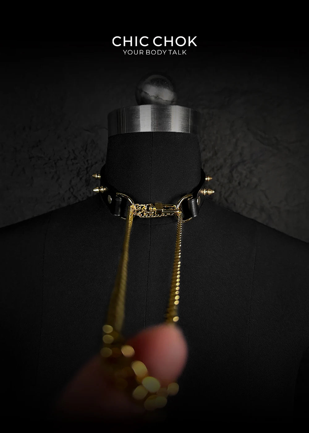 CHICCHOK [Spiked Breathless] Black Choker With Spikes Stylish Pulling Choker Necklace Spikes