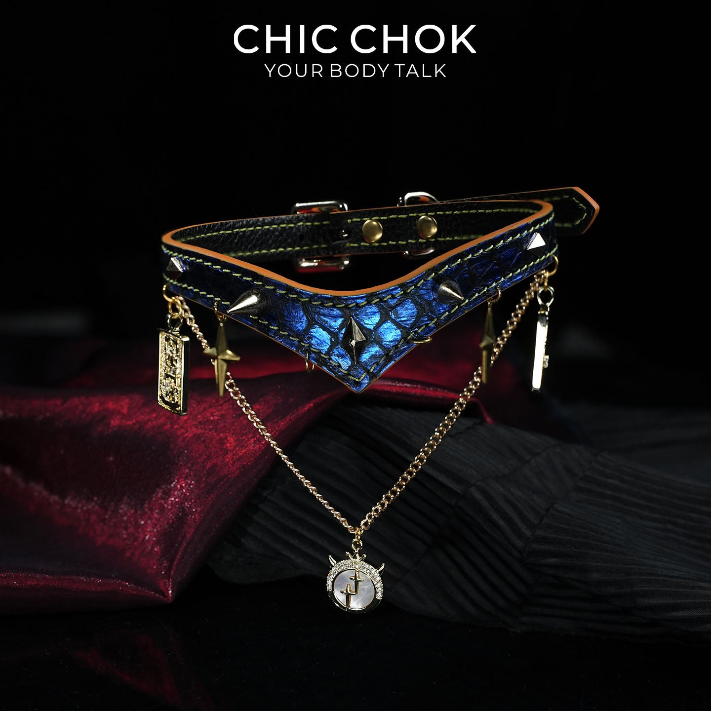 CHICCHOK Astral Sequence Zodiac Choker Collection | Custom Genuine Cowhide & Snakeskin Collar | 12 Astrology Tarot Heavy Metal Neckwear
